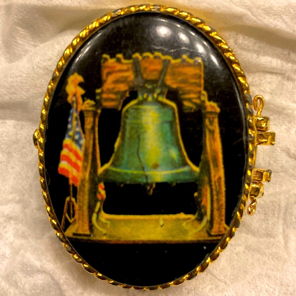 Liberty Bell Solid Perfume Compact/Container - Ra… - image 2